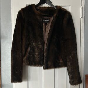 Express Women's Brown Faux Fur Jacket